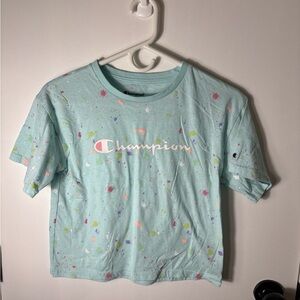 Champion Pastel Paint Splatter Cropped T-Shirt